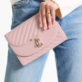 Bolso de mano Curve en piel Biker acolchada rosa