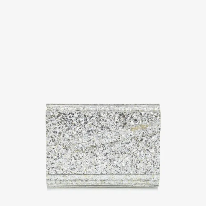 Bolso de mano de acrílico con purpurina gruesa en color champán