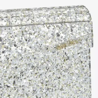 Bolso de mano de acrílico con purpurina gruesa en color champán
