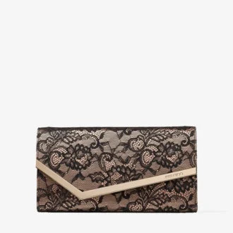 Bolso de mano de encaje jimmy choo en negro y rosa ballet