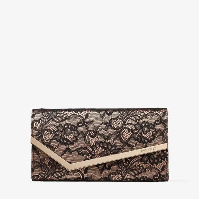 Bolso de mano de encaje jimmy choo en negro y rosa ballet Bolso de mano de encaje jimmy choo en negro y rosa ballet