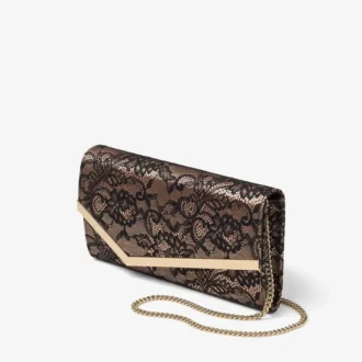 Bolso de mano de encaje jimmy choo en negro y rosa ballet