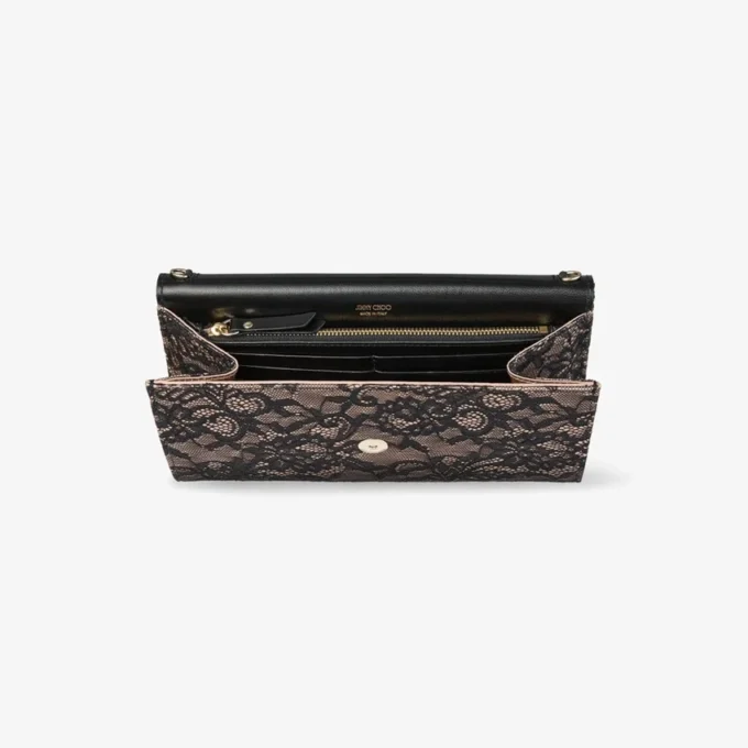 Bolso de mano de encaje jimmy choo en negro y rosa ballet Bolso de mano de encaje jimmy choo en negro y rosa ballet