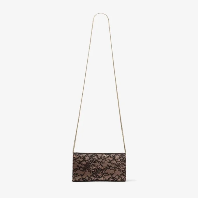 Bolso de mano de encaje jimmy choo en negro y rosa ballet Bolso de mano de encaje jimmy choo en negro y rosa ballet