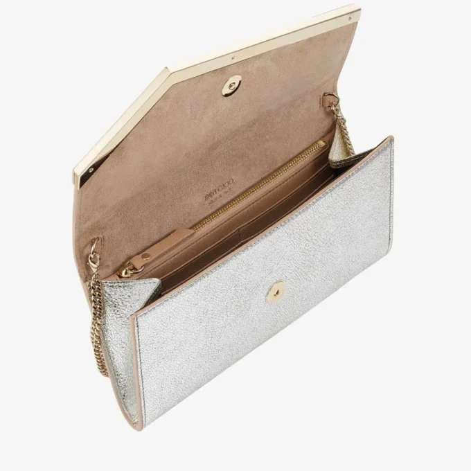 Bolso de mano Emmie de piel con purpurina color champán Bolso de mano Emmie de piel con purpurina color champán