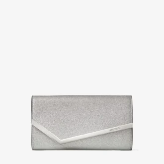 Bolso de mano Emmie de piel con purpurina fina plateada