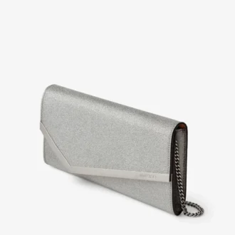 Bolso de mano Emmie de piel con purpurina fina plateada