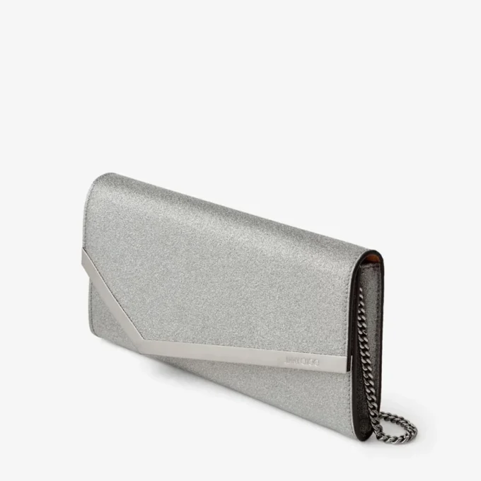 Bolso de mano Emmie de piel con purpurina fina plateada Bolso de mano Emmie de piel con purpurina fina plateada