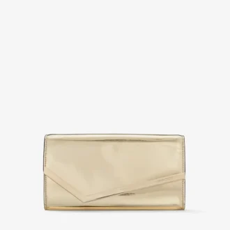Bolso de mano Emmie de tela dorada espejada