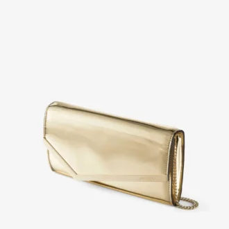 Bolso de mano Emmie de tela dorada espejada