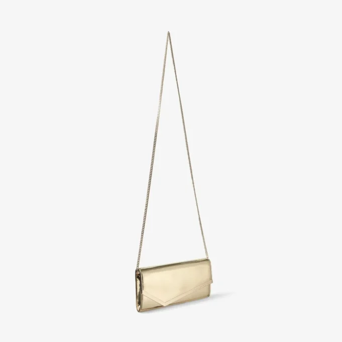 Bolso de mano Emmie de tela dorada espejada Bolso de mano Emmie de tela dorada espejada