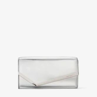 Bolso de mano Emmie de tela plateada espejada