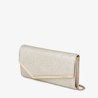 Bolso de mano Emmie en platino con purpurina