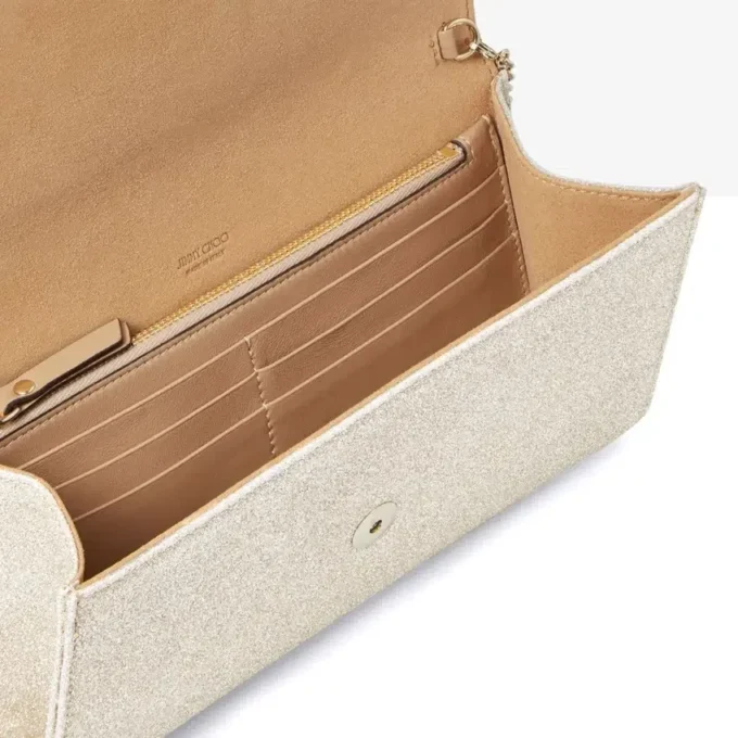 Bolso de mano Emmie en platino con purpurina Bolso de mano Emmie en platino con purpurina