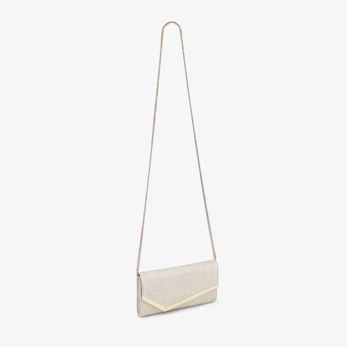 Bolso de mano Emmie en platino con purpurina Bolso de mano Emmie en platino con purpurina