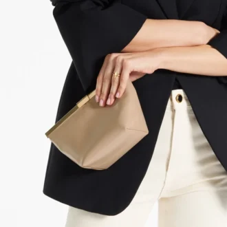 Bolso de mano Ganache de piel napa color chai