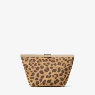 Bolso de mano Ganache de potro con estampado de leopardo natural