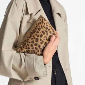 Bolso de mano Ganache de potro con estampado de leopardo natural