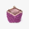 Bolso de mano Ganache de satén violeta orquídea con bordado de pétalos Bolso de mano Ganache de satén violeta orquídea con bordado de pétalos