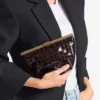 Bolso de mano Ganache Sambuco de piel con relieve de cocodrilo brillante Bolso de mano Ganache Sambuco de piel con relieve de cocodrilo brillante