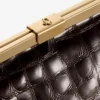 Bolso de mano Ganache Sambuco de piel con relieve de cocodrilo brillante Bolso de mano Ganache Sambuco de piel con relieve de cocodrilo brillante
