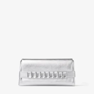 Bolso de mano Kya de piel napa metalizada plateada
