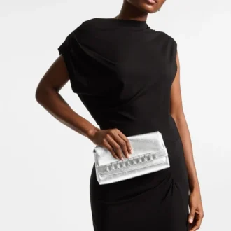 Bolso de mano Kya de piel napa metalizada plateada