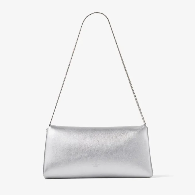 Bolso de mano Kya de piel napa metalizada plateada Bolso de mano Kya de piel napa metalizada plateada