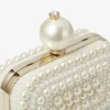Bolso de mano Micro Cloud de ante blanco con adornos de perlas por toda la superficie Bolso de mano Micro Cloud de ante blanco con adornos de perlas por toda la superficie