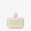 Bolso de mano Micro Cloud de ante blanco con adornos de perlas por toda la superficie Bolso de mano Micro Cloud de ante blanco con adornos de perlas por toda la superficie