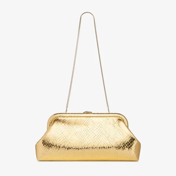 Bolso de mano Skylar de piel Candy Wrap dorada con cierre Jc cuadrado Bolso de mano Skylar de piel Candy Wrap dorada con cierre Jc cuadrado