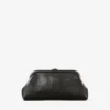 Bolso de mano Skylar de piel negra brillante con estampado de serpiente y cierre cuadrado JC