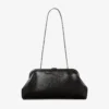 Bolso de mano Skylar de piel negra brillante con estampado de serpiente y cierre cuadrado JC