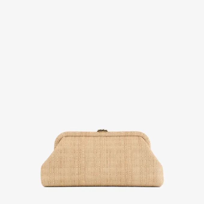 Bolso de mano Skylar de rafia fina natural con cierre cuadrado Jc