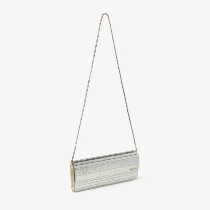 Bolso de mano Sweetie de acrílico con purpurina gruesa color champán