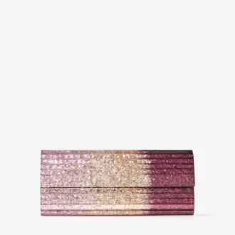 Bolso de mano Sweetie de plexiglás acrílico con purpurina degradada en tono rosa sedoso