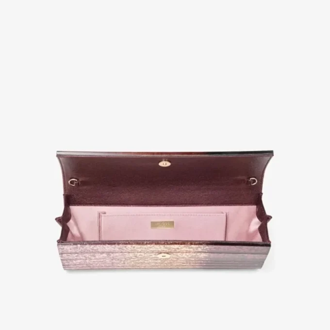 Bolso de mano Sweetie de plexiglás acrílico con purpurina degradada en tono rosa sedoso