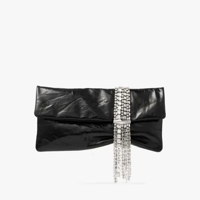 Bolso de mano Zandra de piel metalizada vintage negra Bolso de mano Zandra de piel metalizada vintage negra