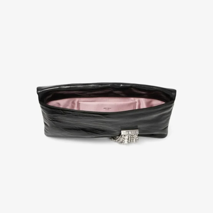 Bolso de mano Zandra de piel metalizada vintage negra Bolso de mano Zandra de piel metalizada vintage negra