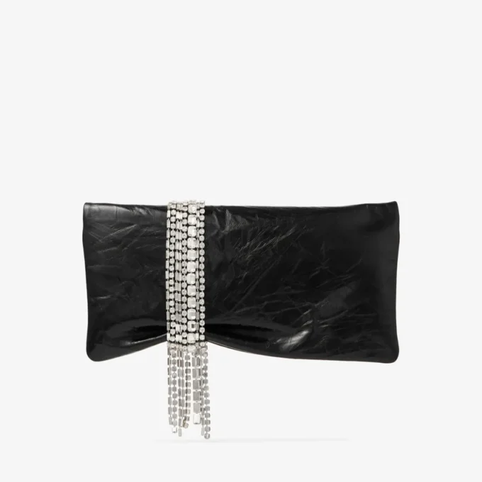 Bolso de mano Zandra de piel metalizada vintage negra Bolso de mano Zandra de piel metalizada vintage negra