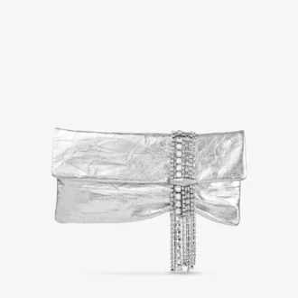 Bolso de mano Zandra de piel metalizada vintage plateada
