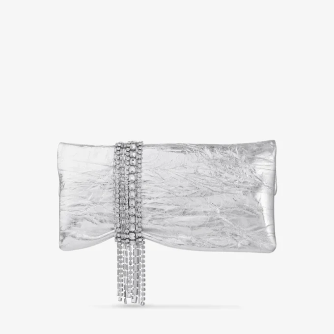 Bolso de mano Zandra de piel metalizada vintage plateada