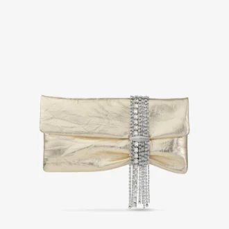 Bolso de mano Zandra de piel metalizada vintage platino