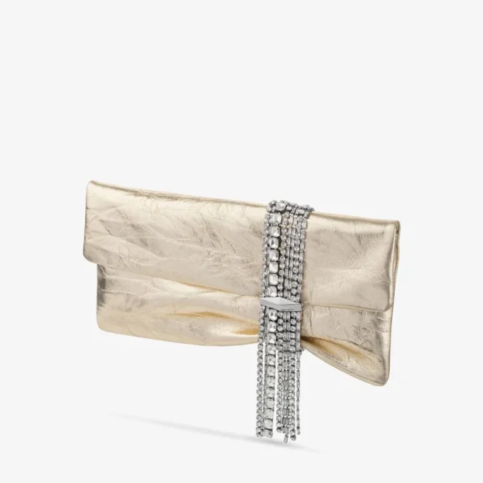 Bolso de mano Zandra de piel metalizada vintage platino Bolso de mano Zandra de piel metalizada vintage platino