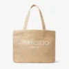 Bolso de playa East-West Bolso tote de rafia natural bordado