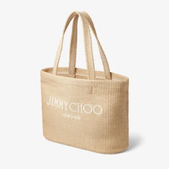 Bolso de playa East-West Bolso tote de rafia natural bordado