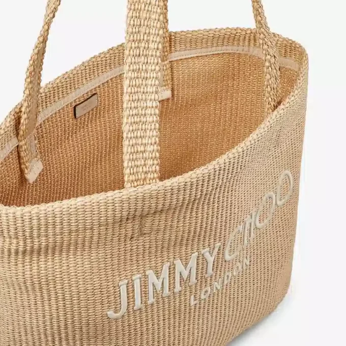 Bolso de playa East-West Bolso tote de rafia natural bordado