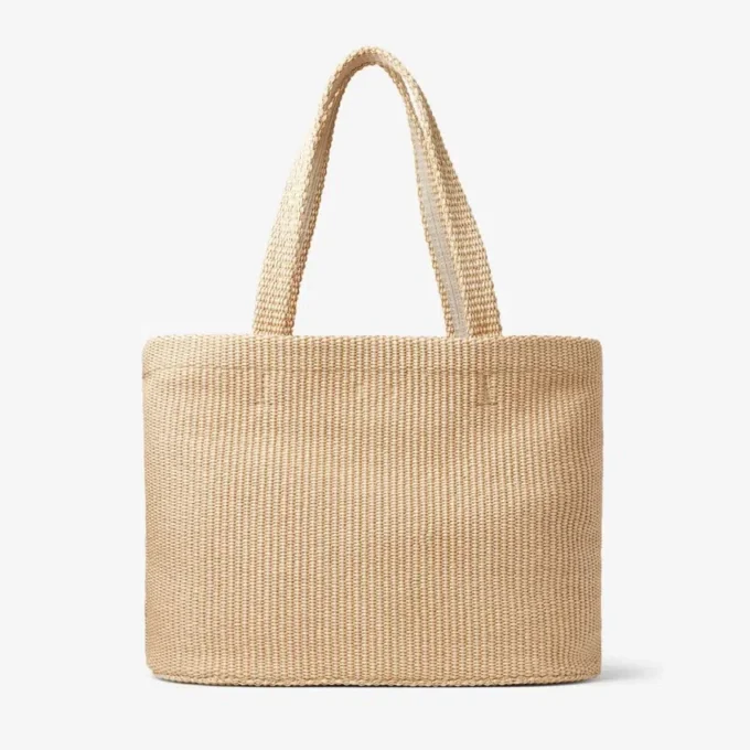 Bolso de playa East-West Bolso tote de rafia natural bordado