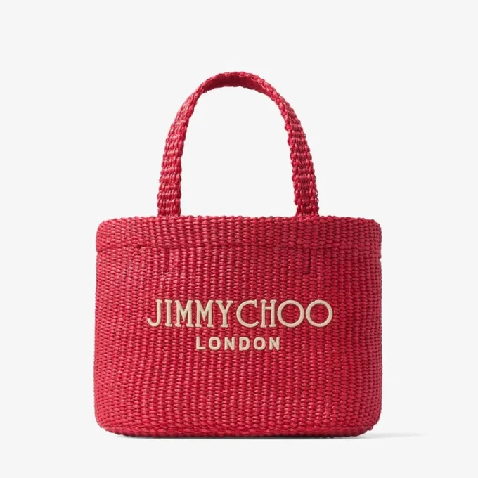 Bolso de playa East-West Mini en rojo rubí y dorado claro. Mini bolso de playa con asas superiores Bolso de playa East-West Mini en rojo rubí y dorado claro. Mini bolso de playa con asas superiores