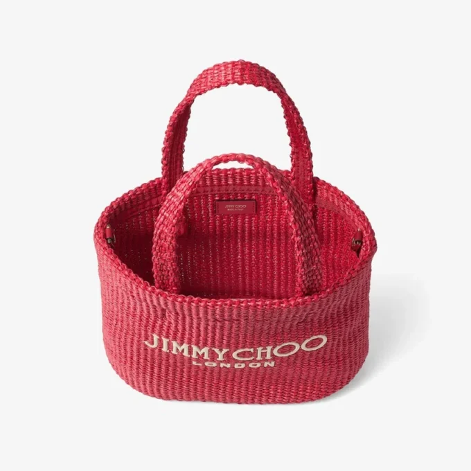 Bolso de playa East-West Mini en rojo rubí y dorado claro. Mini bolso de playa con asas superiores Bolso de playa East-West Mini en rojo rubí y dorado claro. Mini bolso de playa con asas superiores